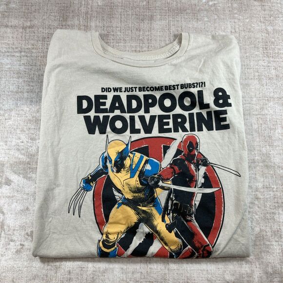Marvel Deadpool Wolverine Best Bubs Movie Graphic T-shirt Men 2XL Beige - Picture 7 of 7